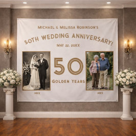 Tapete De Parede Elegante Faixa de Aniversário de 50 anos em Marfim