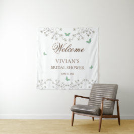 Tapete De Parede Elegante floral e Borboleta Bridal Shower Boas-vin