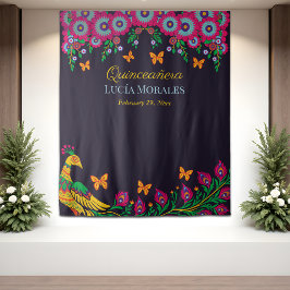 Tapete De Parede Elegante Floral Peacock Folk Art Fiesta Quinceaner