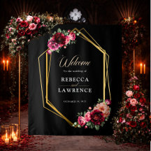 Elegante floral vermelho preto sombrio Casamento r
