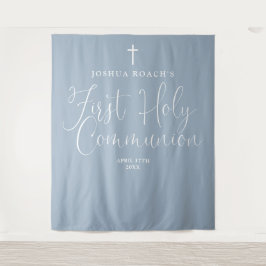 Tapete De Parede Elegante Fundo Azul Poeirento para Primeira Comunh
