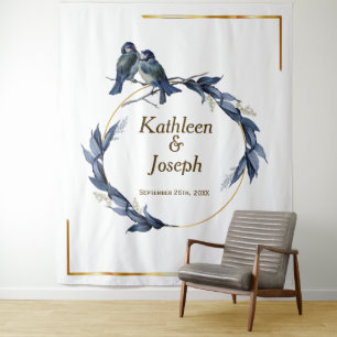 Tapete De Parede Elegante Fundo de Casamento Azul Poeirento com Pás