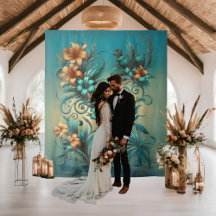 Elegante Fundo de Casamento Tropical Iridescente