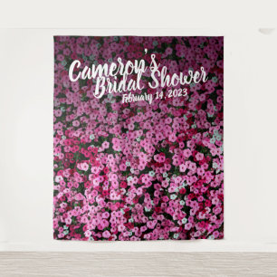 Tapete De Parede Elegante Fundo de Chuva de Noiva com Flores Rosa e