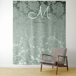 Tapete De Parede Elegante Fundo de Monograma Verde Sage Pastel