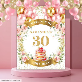 Tapete De Parede Elegante Fundo Dourado Rosa para Aniversário de 30