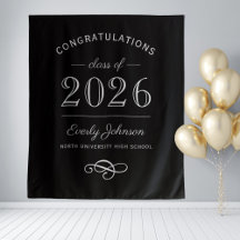 Elegante Fundo Preto e Branco Turma de 2026