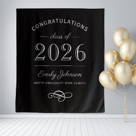 Tapete De Parede Elegante Fundo Preto e Branco Turma de 2026