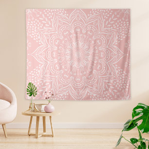 Tapete De Parede Elegante Girly Boho Rosa claro Mandala