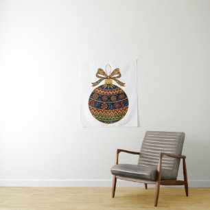 Tapete De Parede Elegante Ornamento de Natal Folclórico Boêmio