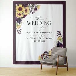 Tapete De Parede Elegante Plumagem Amarela com Girassol Roxo Casame