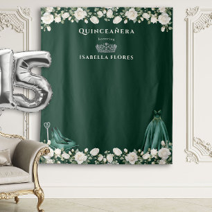 Tapete De Parede Elegante Quinceanera Floral Princesa Verde
