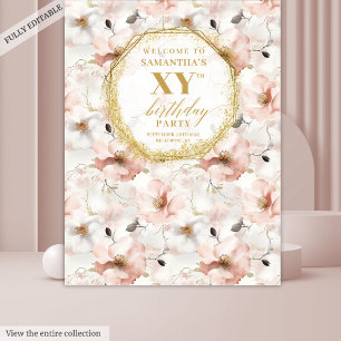 Tapete De Parede Elegante Rosa Rosa Ivory Dourado Panorama