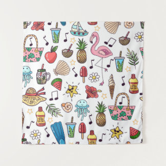 Tapete De Parede Elementos de Verão Padrão sem costura