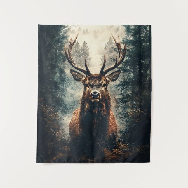 Tapete De Parede Elk Dramático na floresta (Frente)