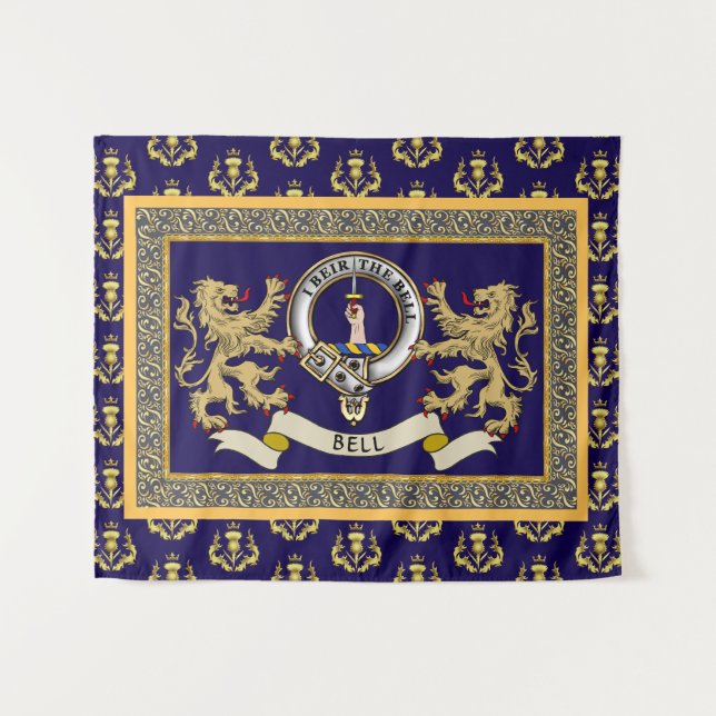 Tapete De Parede Emblema da Clã Bell Personalizado Azul (Frente (Horizontal))