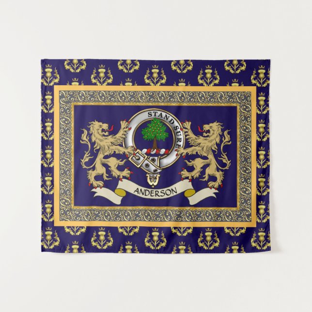 Tapete De Parede Emblema da Clan Anderson Personalizado Azul (Frente (Horizontal))
