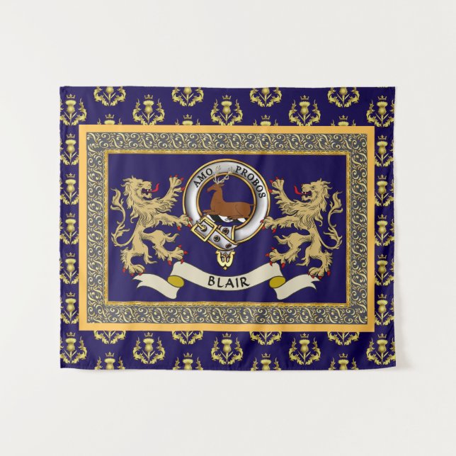 Tapete De Parede Emblema da Clan Blair Personalizado Azul (Frente (Horizontal))