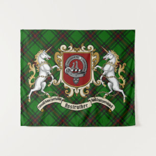 Tapete De Parede Emblema do Clã Anstruther & Unicórnios c/ Tartan