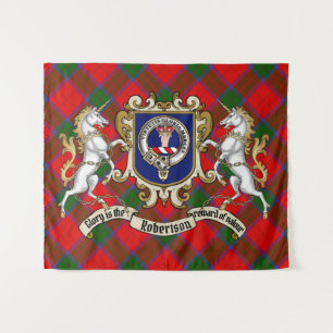 Tapete De Parede Emblema do Clã Robertson & Unicórnios c/ Tartan
