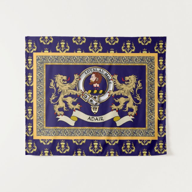 Tapete De Parede Emblema Personalizado do Clã Adair Azul (Frente (Horizontal))