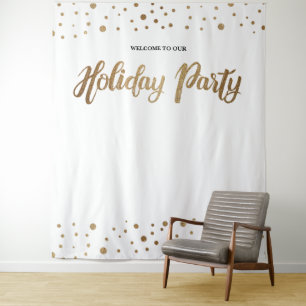 Tapete De Parede Empresa de Natal em Ouro Branco Fundo de Festa de