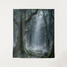 Tapete De Parede Enchanted Forest | Misty Green Fantasy Tapestry