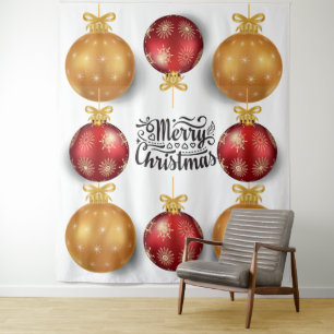 Tapete De Parede Enfeites de Natal feliz natal vermelho dourado