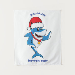 Tapete De Parede Engraçado desenho animado de tubarão de Natal