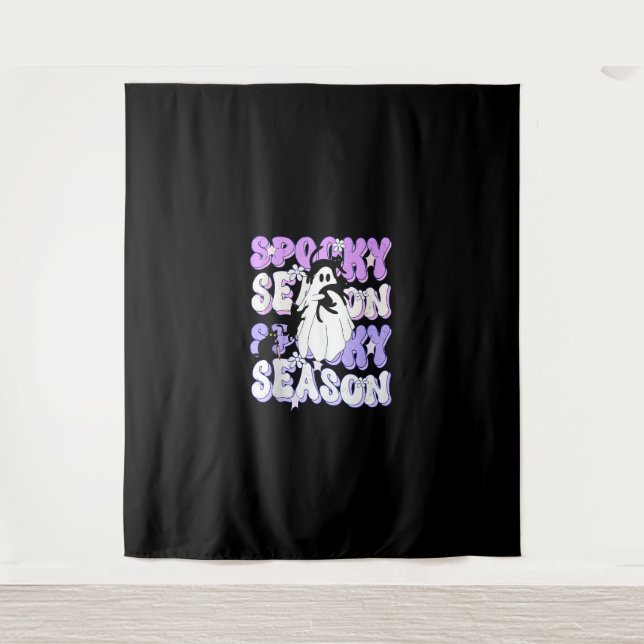 Tapete De Parede Engraçado Dizer "Spooky Season Halloween Cat Ghost (Frente)