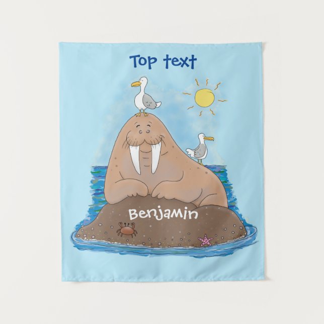 Tapete De Parede Engraçado ilustração do desenho animado de morsa f (Frente)