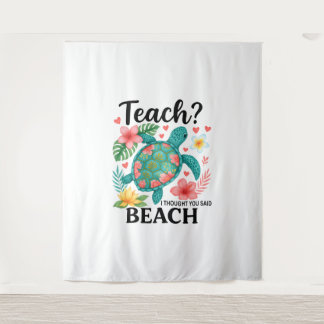 Tapete De Parede Engraçado Professor Praia Tartaruga de Verão
