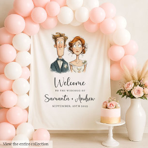 Tapete De Parede Engraçado Quirky Newlyweds Casando Cima d'Água