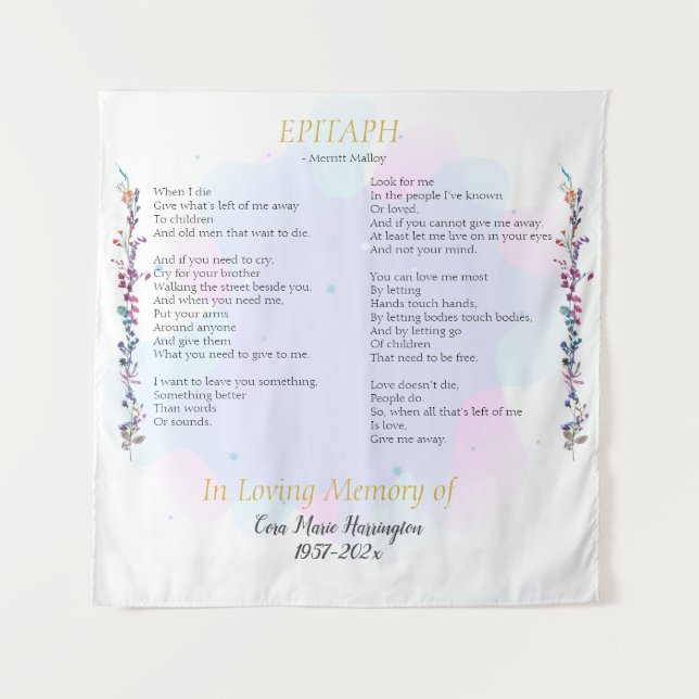 Tapete De Parede Epitaph Poem Watercolor Memorial (Frente)
