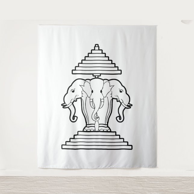 Tapete De Parede Erawan Three Headed Elephant Lao / Laos Flag (Frente)
