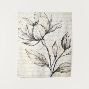 Tapete De Parede Esboço Floral Russo com Caligrafia - Idade (4)