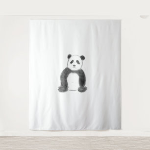 Tapete De Parede Esboço preto e branco do panda
