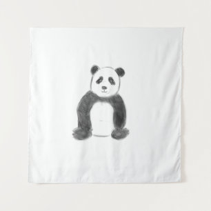 Tapete De Parede Esboço preto e branco do panda