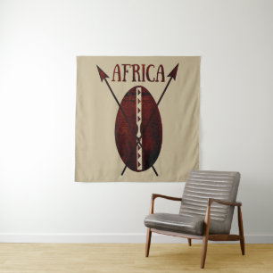 Tapete De Parede Escudo tribal africano lança arte afro