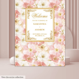 Tapete De Parede Espanto de fundo floral de marfim rosa empoeirado