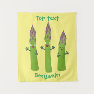 Tapete De Parede Espargos lindos cantando cartoon de trio vegetal