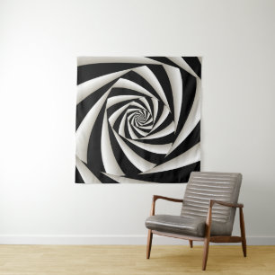 Tapete De Parede Espiral Preto e Branco