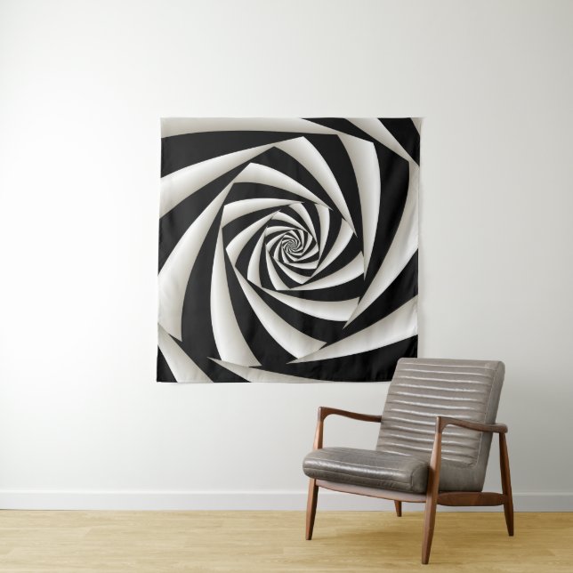 Tapete De Parede Espiral Preto e Branco (In Situ)