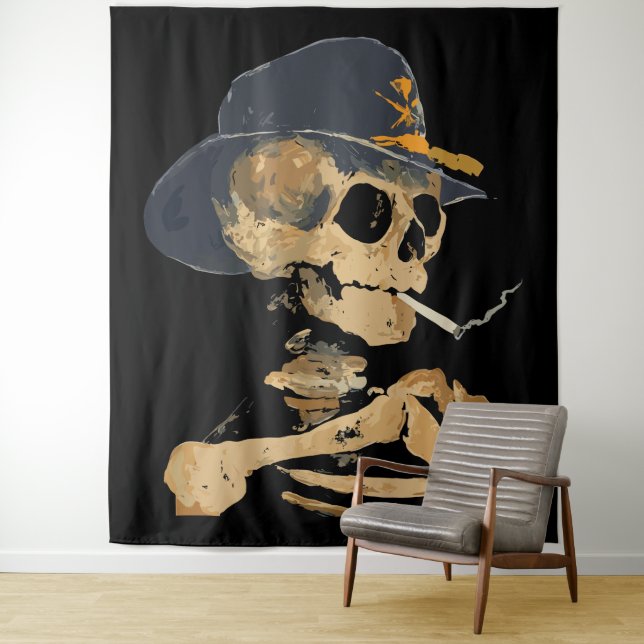 Tapete De Parede Esqueleto de Cowboy Fumando (In Situ)