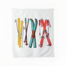 Esqui Colorido Divertido Esquiador 