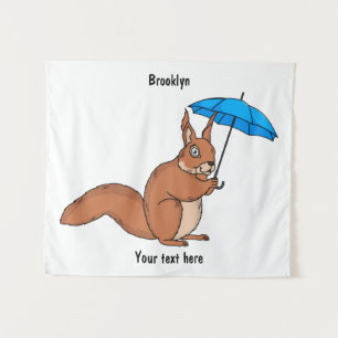 Tapete De Parede Esquilo vermelho bonito com desenho animado
