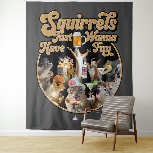 Tapete De Parede Esquilos Só Querem Divertir-Se (In Situ)