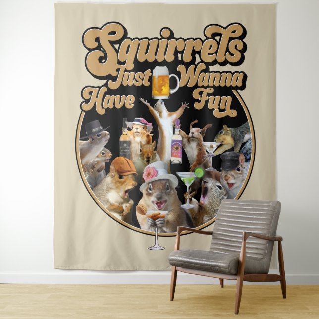 Tapete De Parede Esquilos Só Querem Divertir-Se. (In Situ)