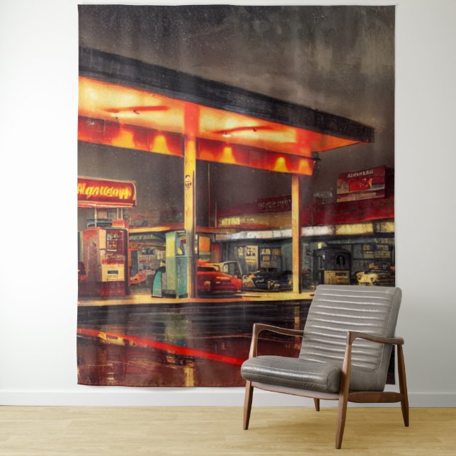 Tapete De Parede Estação de Gás Lit Up 1950 (In Situ)