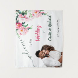 Tapete De Parede Estandarte de Casamento Floral Rosa Suave Peônia &